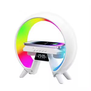 3 in 1 Wireless Charger Lamp Speaker Wireless Charger with Speaker Light and Clock Transparent Speaker